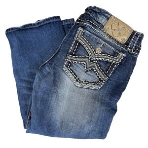 Miss Me Signature Cuffed Capri Stretch Jeans Sequin Bling Pockets